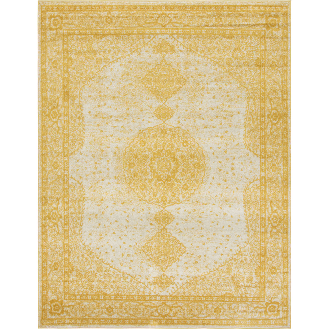 Oriental Yellow Area Rug Charlton Home® Rug Size: Rectangle 4'1" x 6'1"