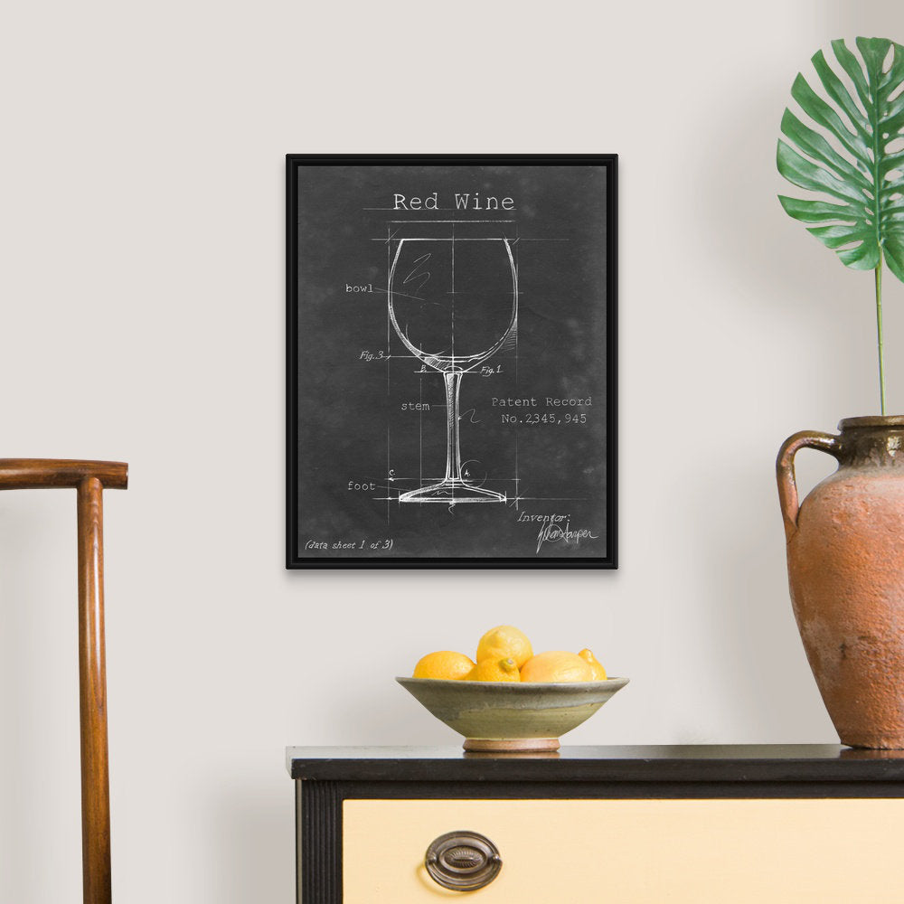 Barware Blueprint III - Graphic Art Print on Canvas 17 Stories Size: 21.7" H x 17.7" W x 1.75" D Format: Black Floater Frame