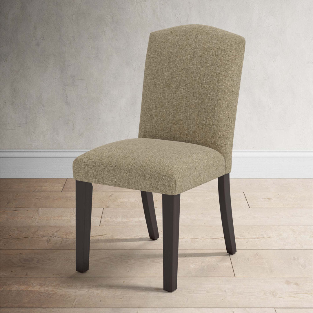 Estrela Upholstered Dining Chair Birch Lane™ Leg Color: Espresso, Upholstery Color: Zuma Natural Textured Linen