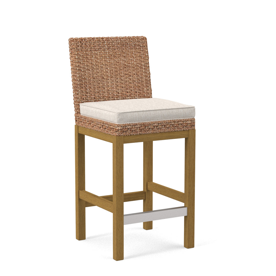 Seagrass Top Counter Stool Braxton Culler Leg Color: Honey Finish Body Fabric: Navy Beige Stripe; 0212-61