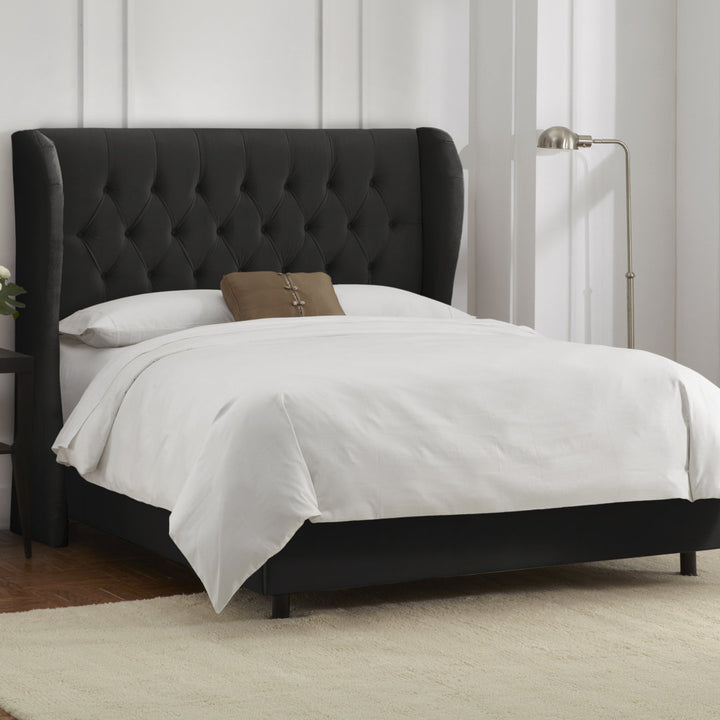 Knaresborough Tufted Upholstered Low Profile Standard Bed Greyleigh™ Size: Queen Body Fabric: Classic Black Performance Velvet