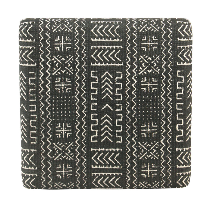Priscilla 20" Wide Square Standard Ottoman Joss & Main Body Fabric: Geometric Eclectic Black/White