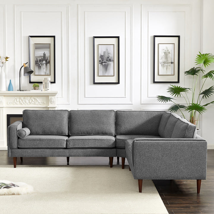 Isaak 105" Wide Symmetrical Corner Etta Avenue™ Fabric: Dark Gray Linen