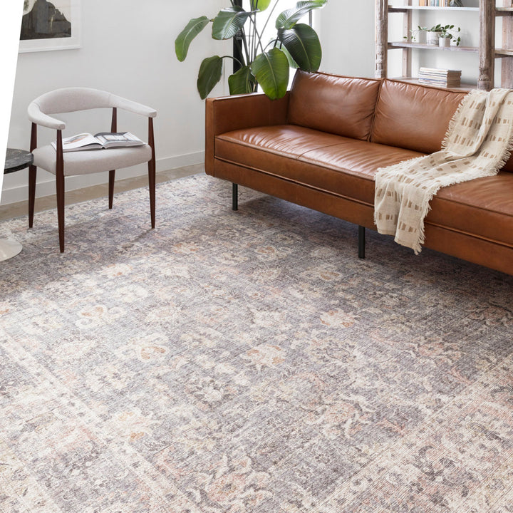 Gelo Oriental Gray/Peach Area Rug Bungalow Rose Rug Size: Round 6'