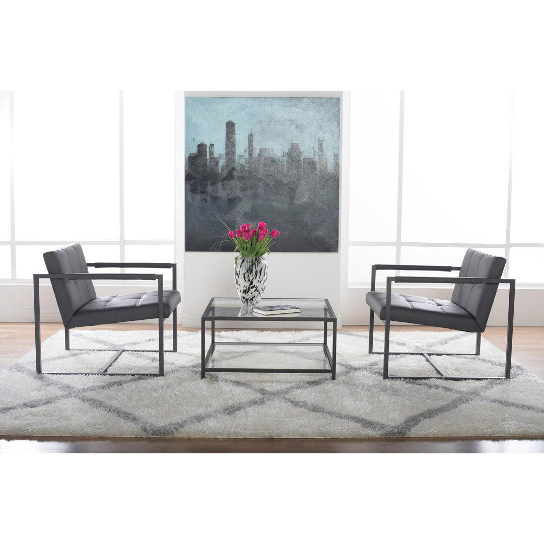 Holbeach 27.5" Wide Tufted Armchair Ivy Bronx Fabric: Pewter Faux Leather