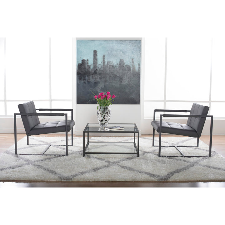 Holbeach 27.5" Wide Tufted Armchair Ivy Bronx Fabric: Pewter Faux Leather