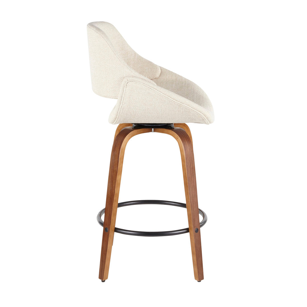 Lakyia Upholstered Bar & Counter Stool with Round Footrest George Oliver Upholstery: Cream, Seat Height: Counter Stool (26" Seat Height)