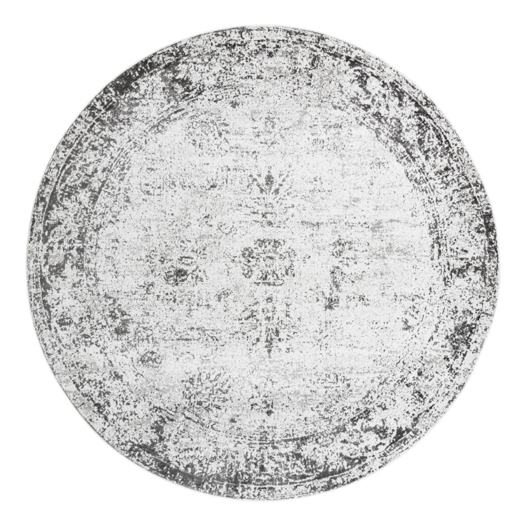 Brandt Floral Gray Area Rug Mistana™ Rug Size: Round 13'
