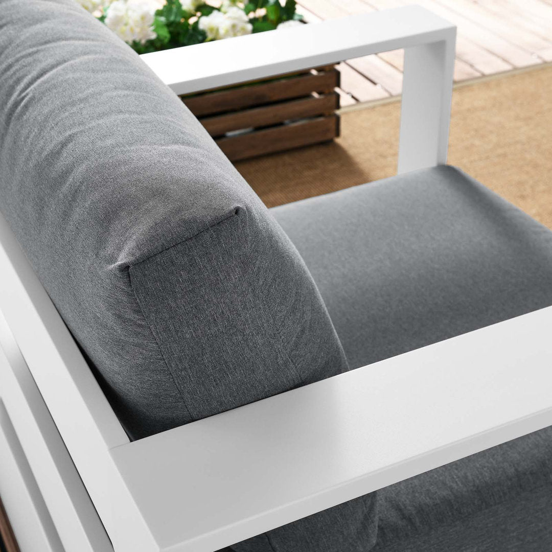 Modway Tahoe Outdoor Patio Powder-Coated Aluminum Armchair Modway Cushion Color: Charcoal, Frame Color: White