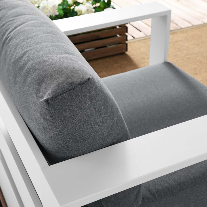 Modway Tahoe Outdoor Patio Powder-Coated Aluminum Armchair Modway Cushion Color: Charcoal, Frame Color: White