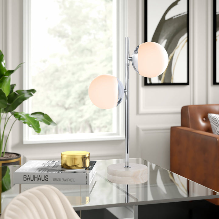 Yearby 23" Table Lamp Mercury Row® Base Color: Chrome, Shade Color: Frosted White