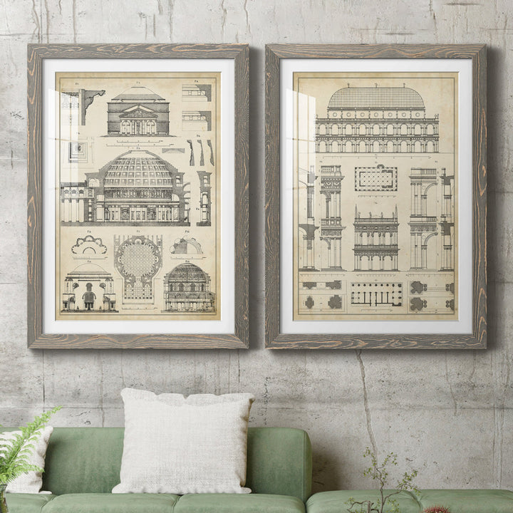 Vintage Architects Plan III - 2 Piece Picture Frame Graphic Art Print Set on Paper Williston Forge Size: 37.5" H x 55" W x 1.5" D Format: Gray Framed Paper