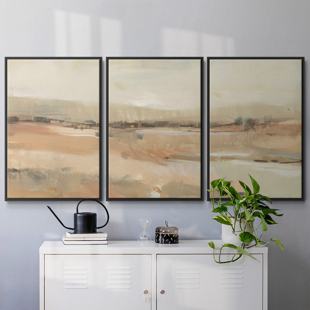 Earth Tone Landscape I - Multi Piece Framed Canvas Wrought Studio™ Size: 24" H x 48" W Format: Black Framed