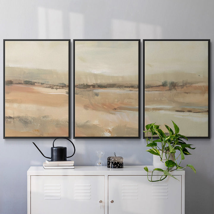 Earth Tone Landscape I - Multi Piece Framed Canvas Wrought Studio™ Size: 24" H x 48" W Format: Black Framed