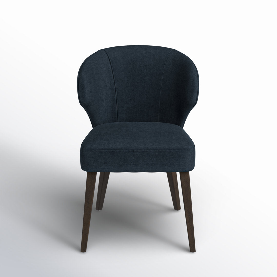 Golino Fabric Upholstered Wingback Side Chair Joss & Main Upholstery Color: Navy, Leg Color: Dark Brown