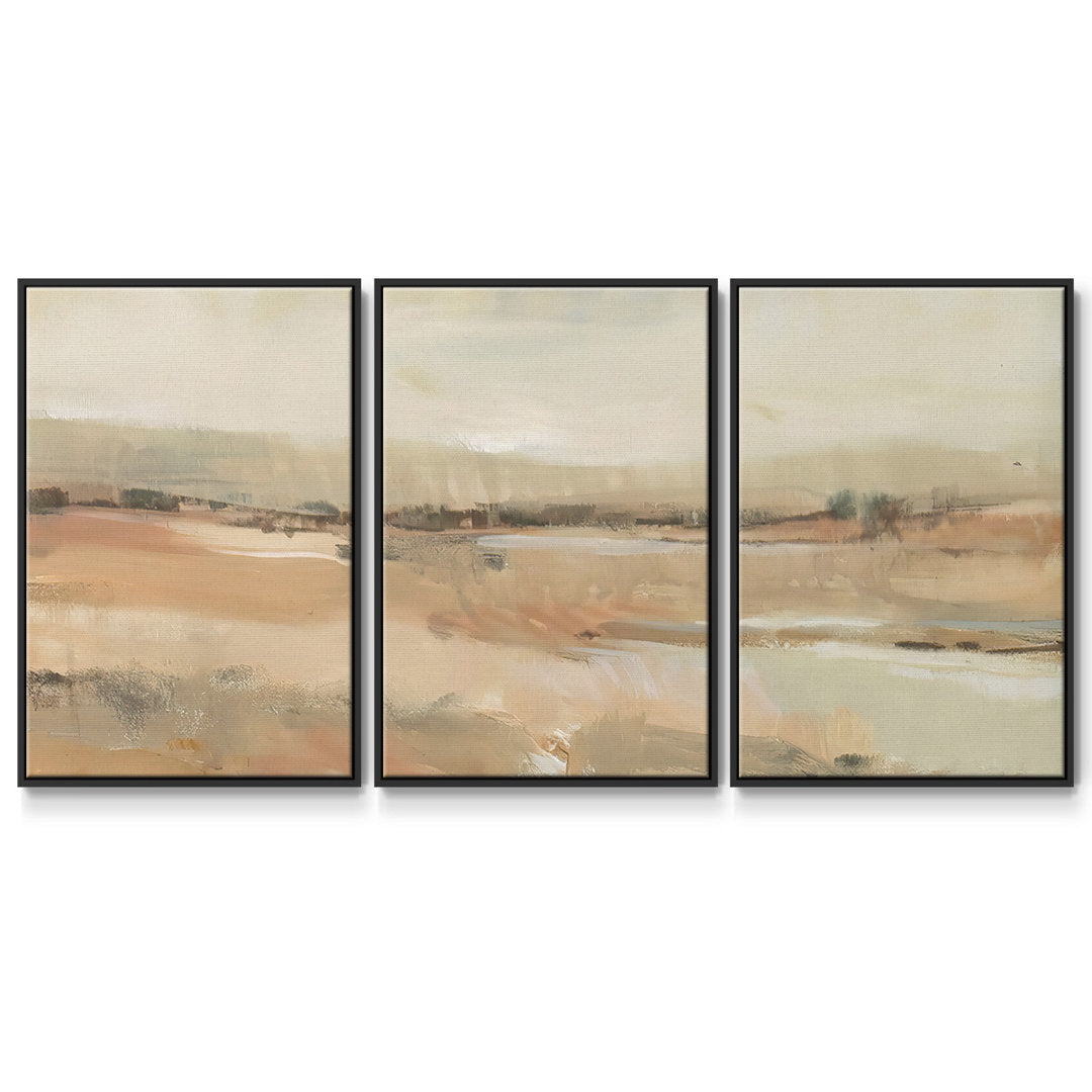 Earth Tone Landscape I - Multi Piece Framed Canvas Wrought Studio™ Size: 24" H x 48" W Format: Black Framed