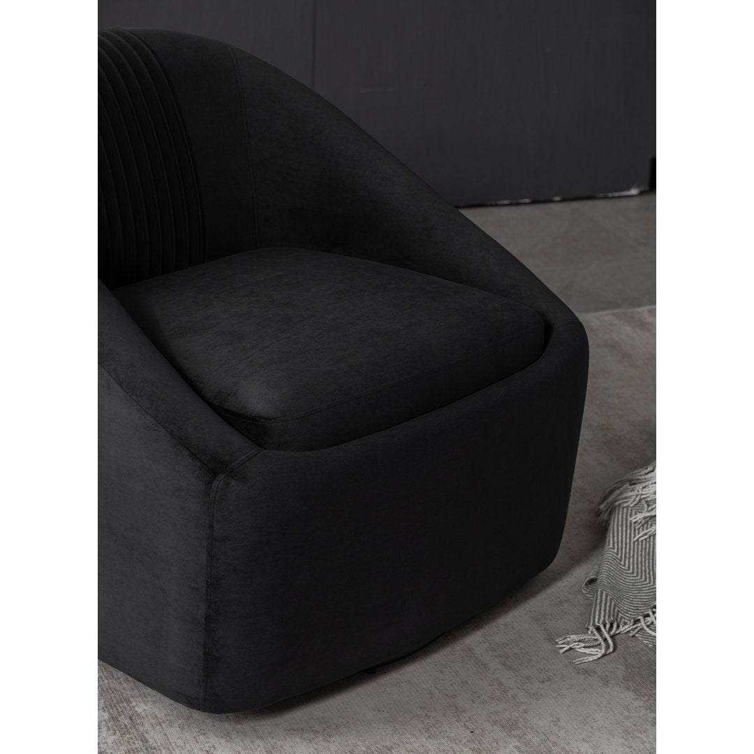Arrun 28" W Velvet Swivel Barrel Chair (Set of 2) Wade Logan® Fabric: Black Velvet