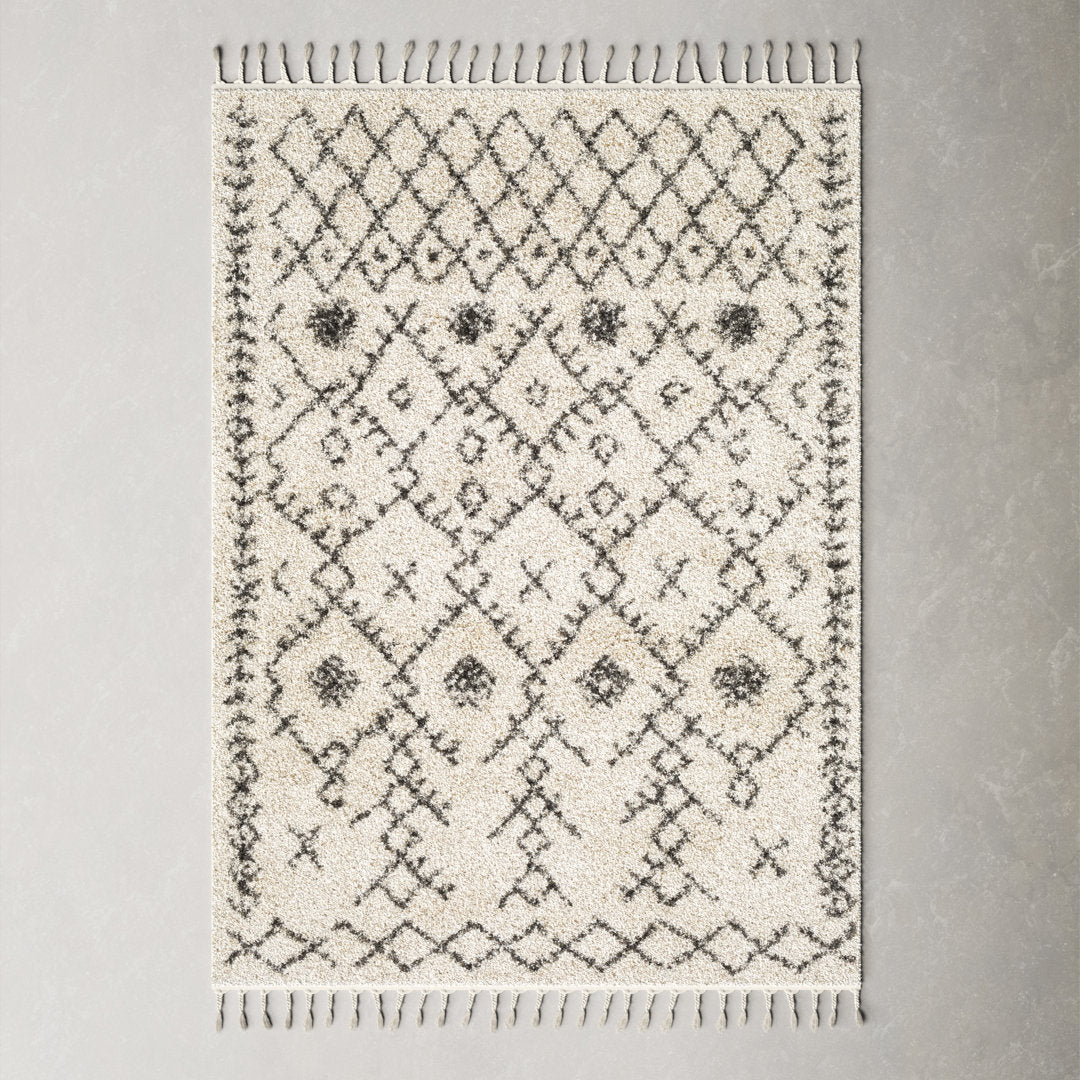 Mossy Moroccan Charcoal/Beige Area Rug AllModern Rug Size: Rectangle 3'1" x 4'11"