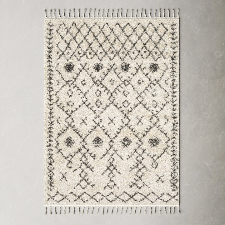 Mossy Moroccan Charcoal/Beige Area Rug AllModern Rug Size: Rectangle 3'1" x 4'11"
