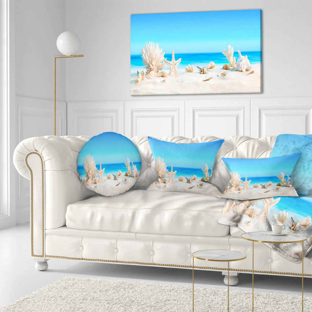 Risa Seashells on Tropical Beach' Graphic Art Highland Dunes Size: 16" H x 32" W x 1" D Format: Wrapped Canvas