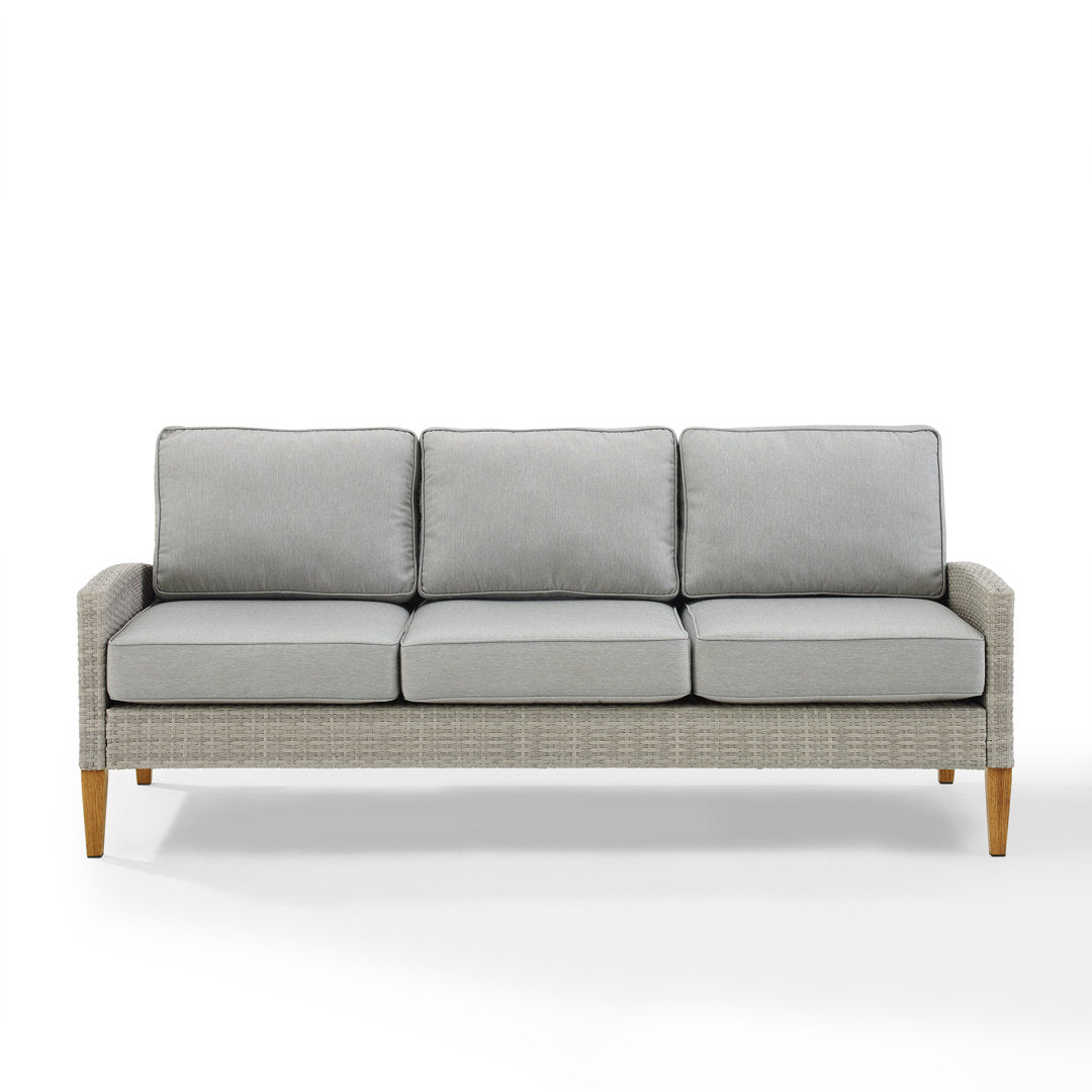 Gabor 75.75" Wide Outdoor Wicker Patio Sofa with Cushions Birch Lane™