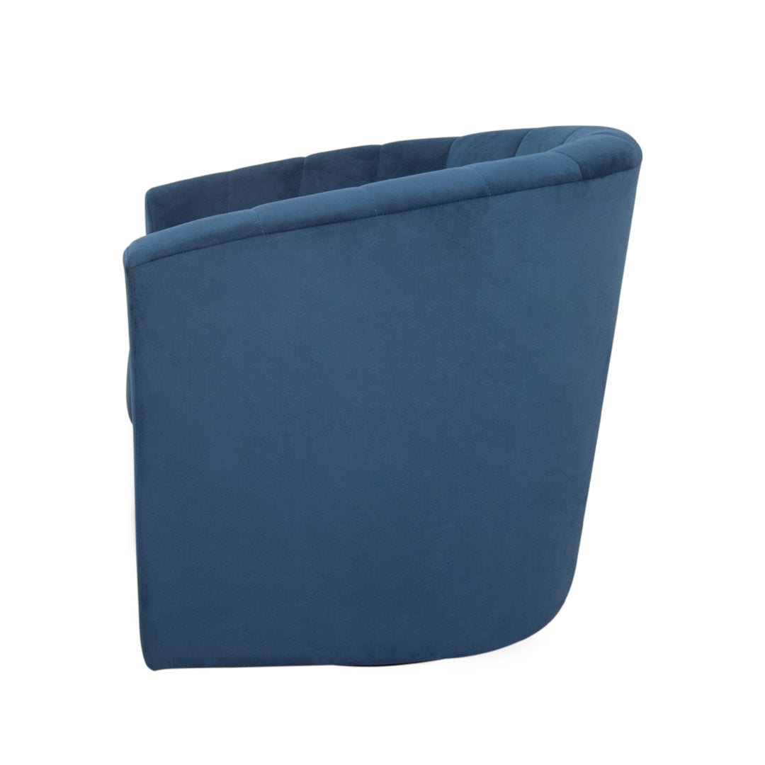 Lydia 29.5" Wide Velvet Upholstered Swivel Barrel Chair Latitude Run® Body Fabric: Blue Cotton Blend