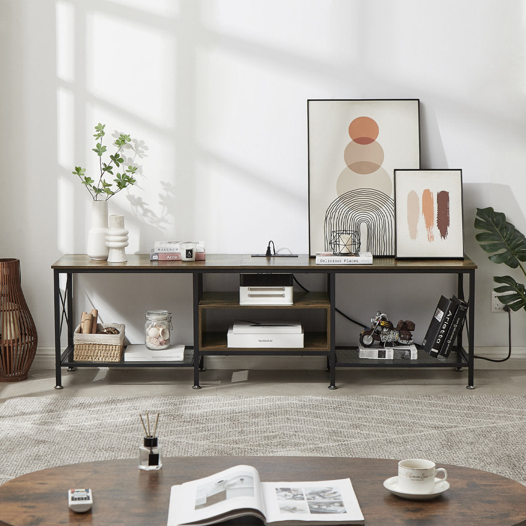 Pridgen TV Stand with Power Outlets, Entertainment Center Media Console with Charging Station Trent Austin Design® Color: Brown Overall Entertainment Center Width - Side to Side: 70