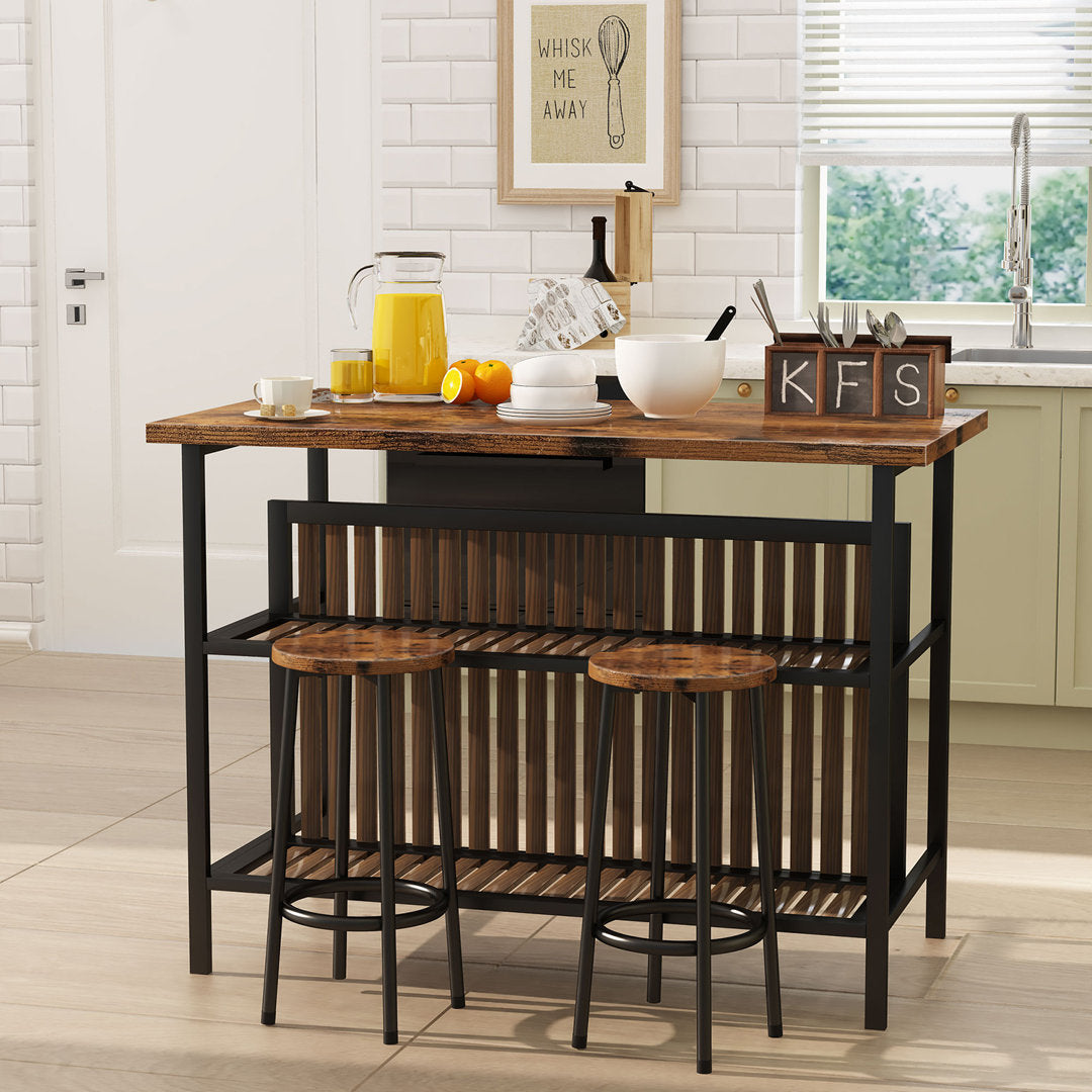 Grondin 47.24" Iron Kitchen Island Set Zipcode Design™ Countertop Finish: Rustic Brown