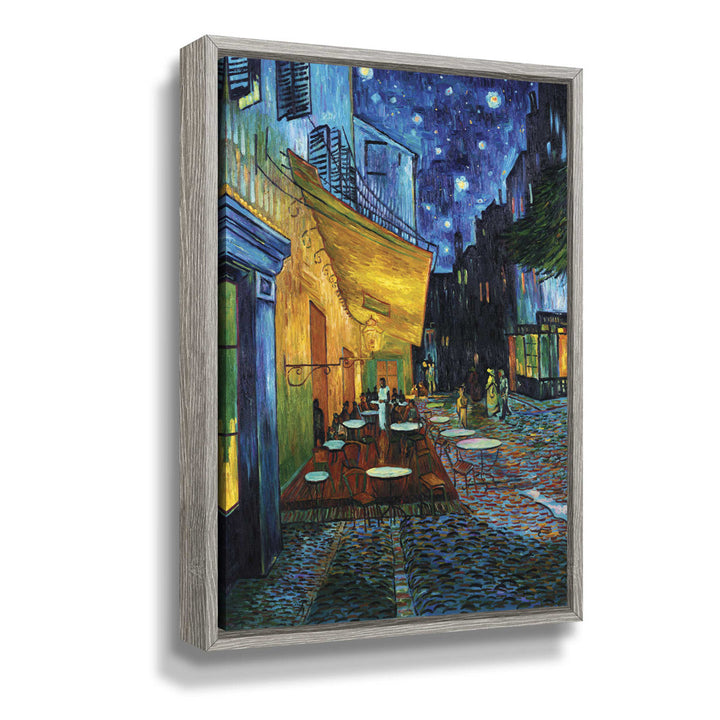 Cafe Terrace at Night by Vincent Van Gogh - Print on Canvas Vault W Artwork Size: 10" H x 8" W Format: Gray White Wash Framed