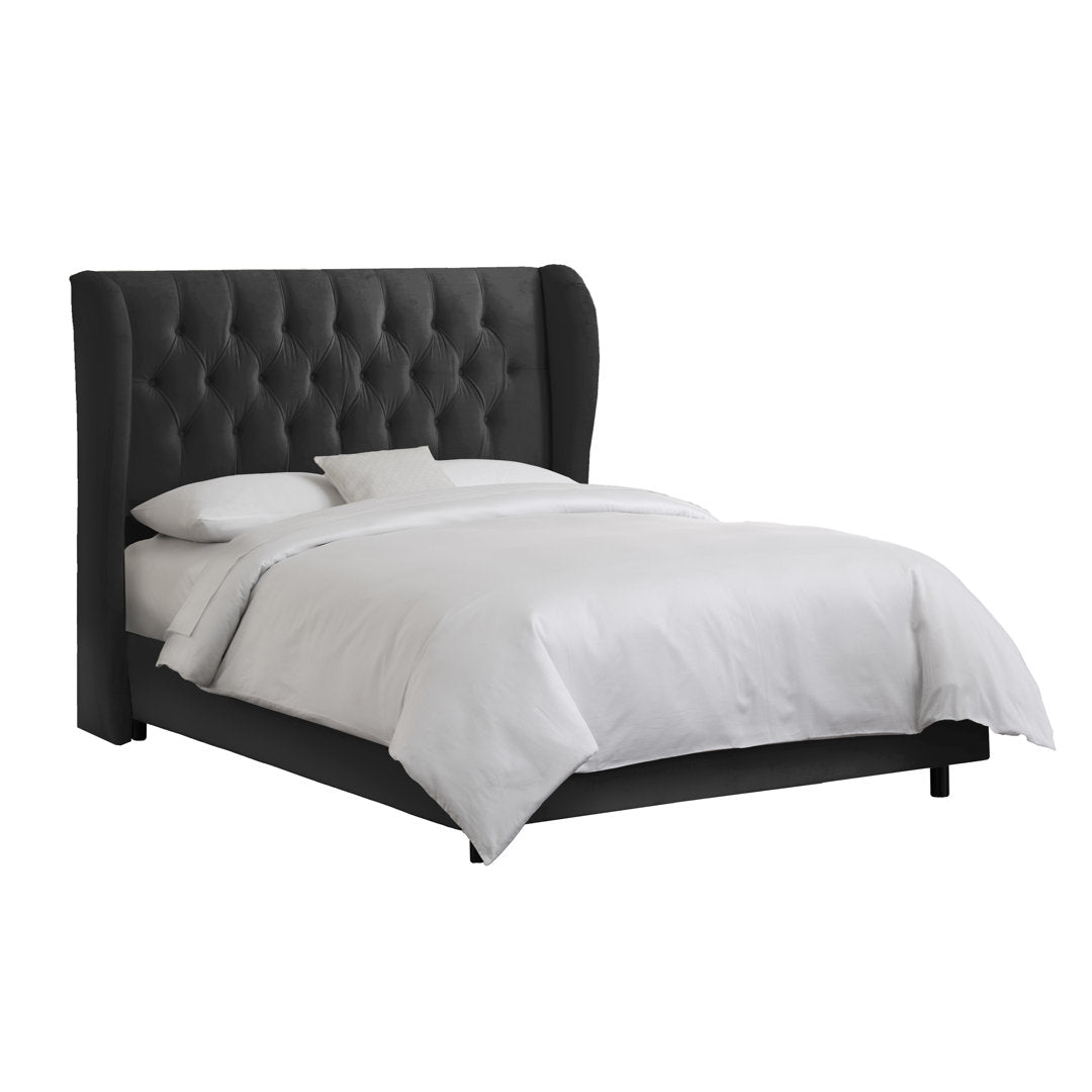 Knaresborough Tufted Upholstered Low Profile Standard Bed Greyleigh™ Size: Queen Body Fabric: Classic Black Performance Velvet