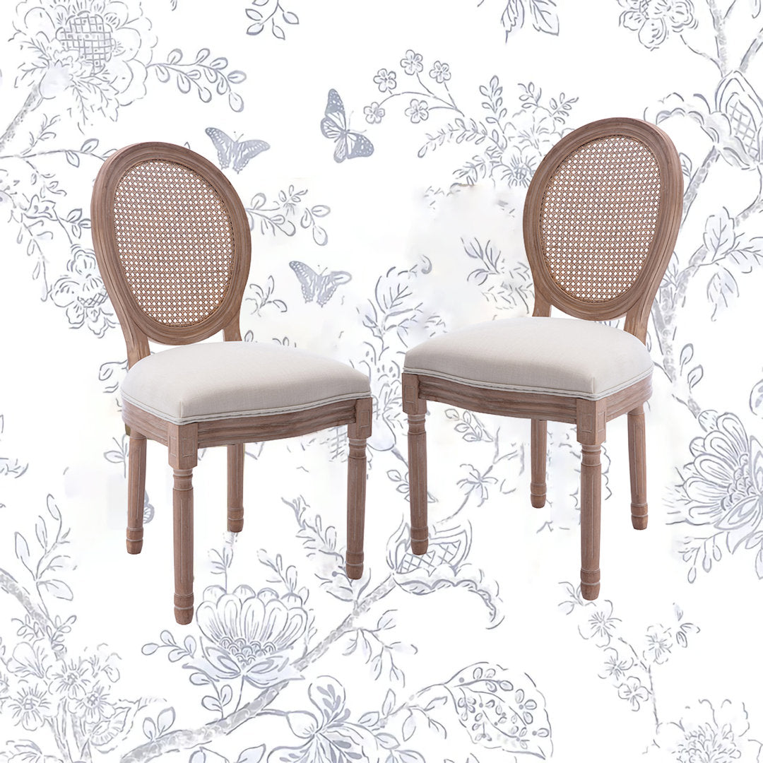Madelynn King Louis Back Side Chair in Beige/Oak (Set of 2) Kelly Clarkson Home