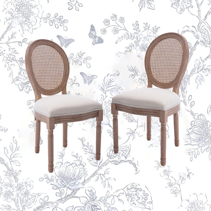 Madelynn King Louis Back Side Chair in Beige/Oak (Set of 2) Kelly Clarkson Home
