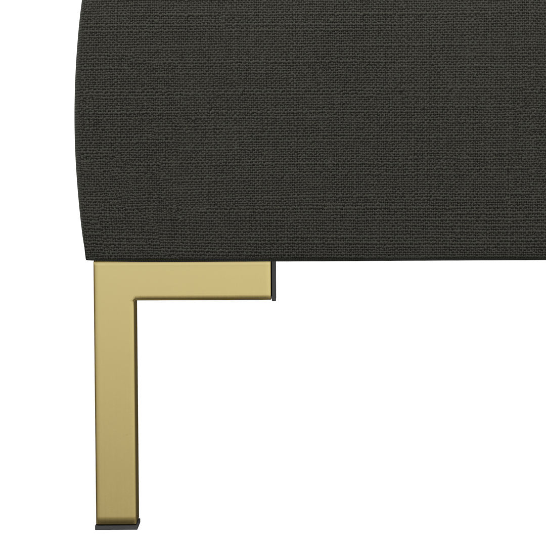 Rand Vegan Leather Bed AllModern Color: Classic Otter Performance Velvet, Leg Color: Brass Size: Twin