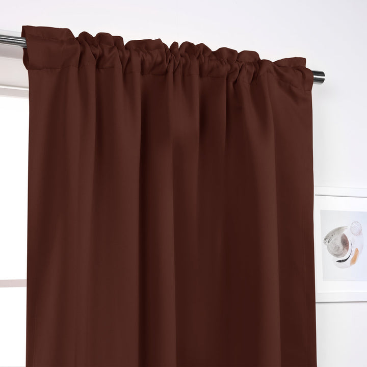 Bantam Solid Blackout Thermal Rod Pocket Curtain Panels (Set of 2) Ebern Designs Curtain Color: Chocolate Size per Panel: 52" W x 102" L