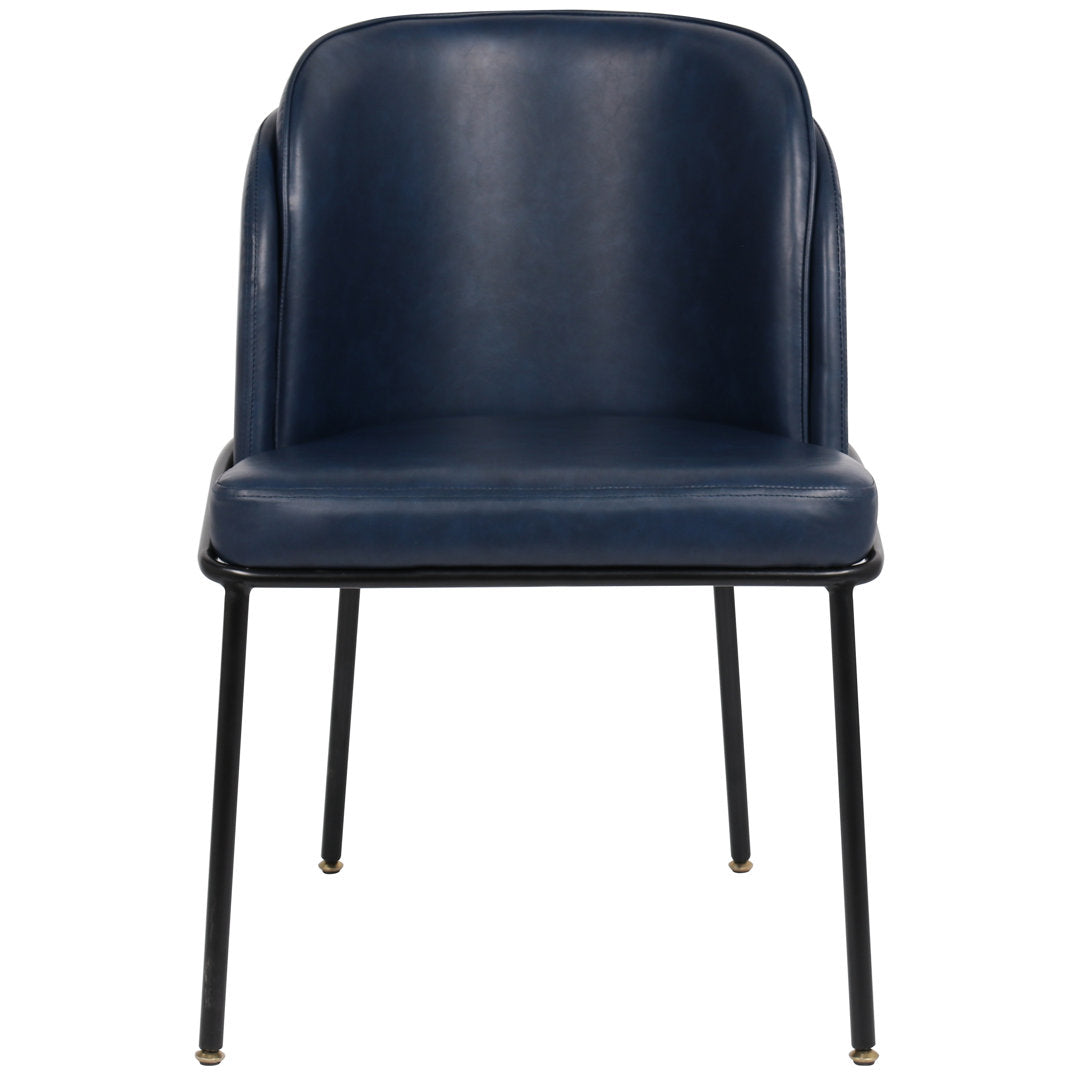 Philpott Faux Leather Dining Chair, Set Of 2 (Set of 2) Trent Austin Design® Upholstery Color: Navy