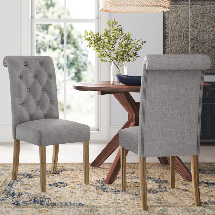 Charlotte Tufted Upholstered Parsons Chair (Set of 2) Red Barrel Studio® Upholstery Color: Gray