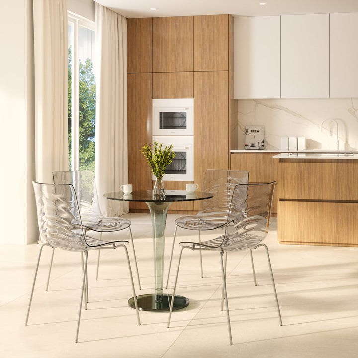 Lerner Plastic Dining Side Chair with Chrome Base Ivy Bronx Color: Clear