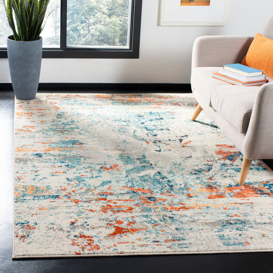 Felty Abstract Cream/Orange/Blue Rug Langley Street® Rug Size: Rectangle 6' x 9'
