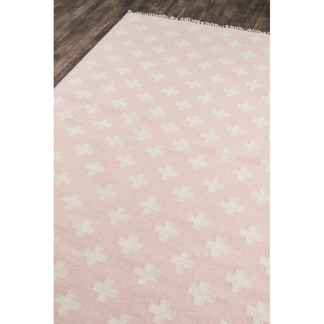 Topanga Reversible Handwoven Flatweave Wool Pink/White Area Rug Novogratz Rug Size: Rectangle 5' x 7'6"