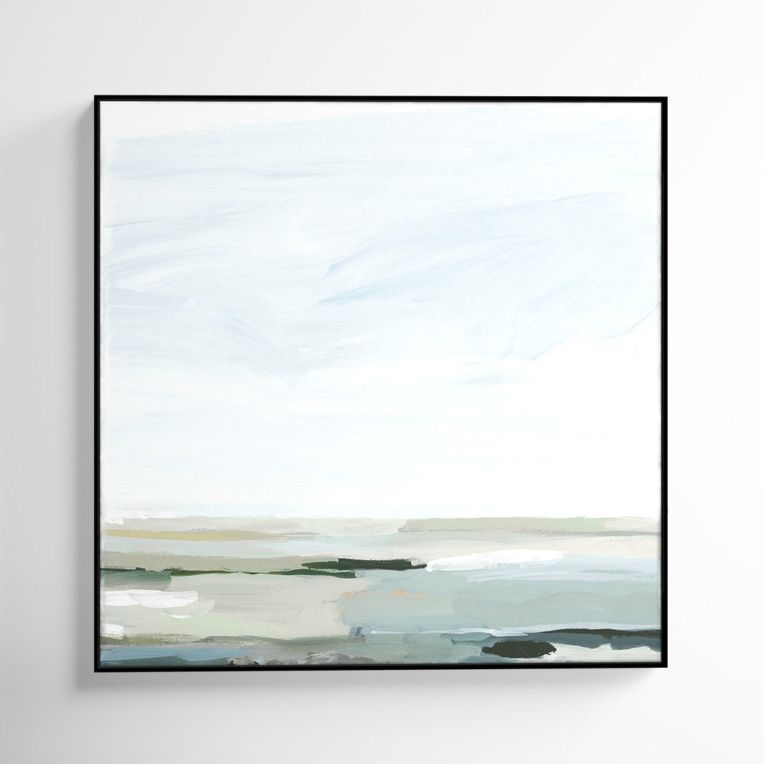 Pure Stillness - Floater Frame Painting Print on Canvas Joss & Main Size: 46.5" H x 46.5" W x 2" D Format: Black