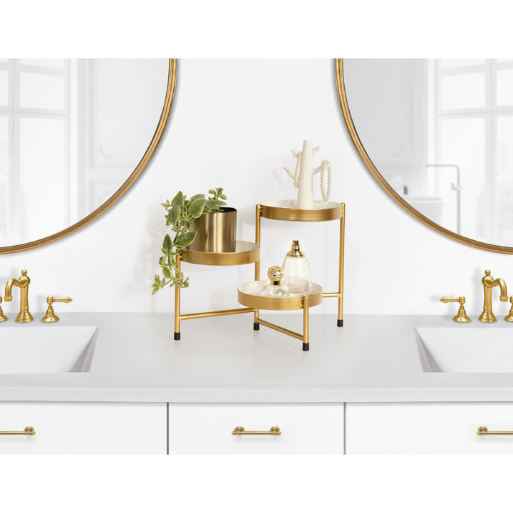 Oquendo Round Multi-tiered Plant Stand Ivy Bronx Color: White/Gold
