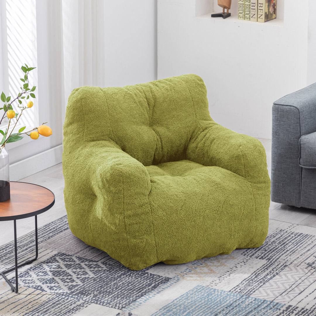Medium Bean Bag Chair Viv + Rae™ Body Fabric: Lawn Green Faux Fur
