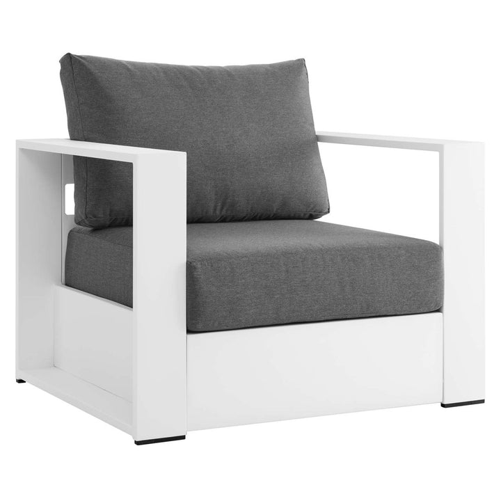 Modway Tahoe Outdoor Patio Powder-Coated Aluminum Armchair Modway Cushion Color: Charcoal, Frame Color: White