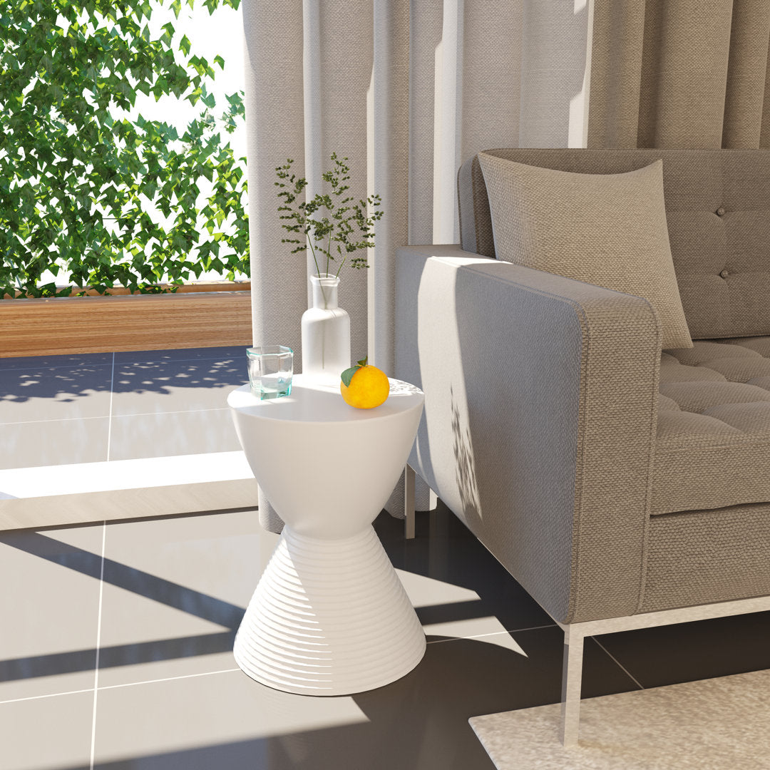 Durant Reversible Drum End Table with Storage – No Assembly Lightweight Accent Side Table for Indoor & Outdoor Use AllModern Color: White