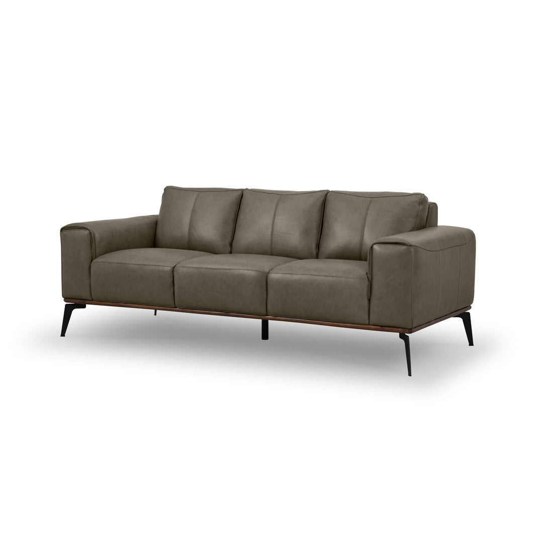 Conley 86" Genuine Leather Square Arm Sofa Sand & Stable™ Leather Type: Gray Genuine Leather