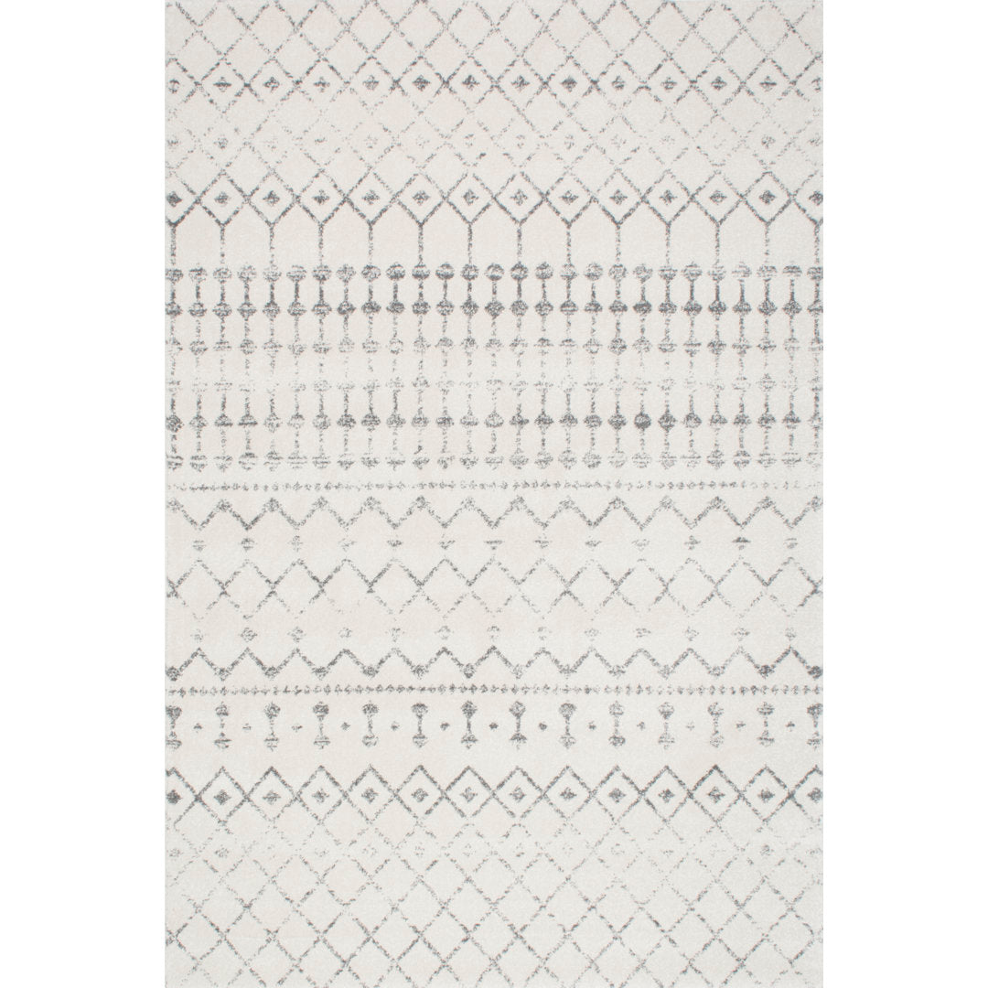 Giannini Geometric Moroccan Area Rug in Gray/ Off White Union Rustic Rug Size: Rectangle 10' x 14'
