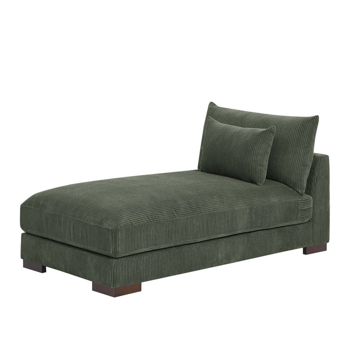 Ayvion Upholstered Chaise Lounge Wade Logan® Fabric: Green Corduroy