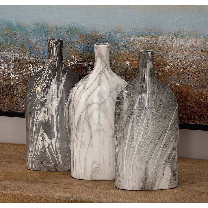 Carllene Black/White/Gray Ceramic Table Vase Set (Set of 3) Brayden Studio®