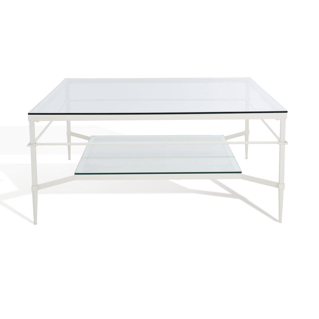 Genevieve Coffee Table with Storage Etta Avenue™ Table Base Color: White