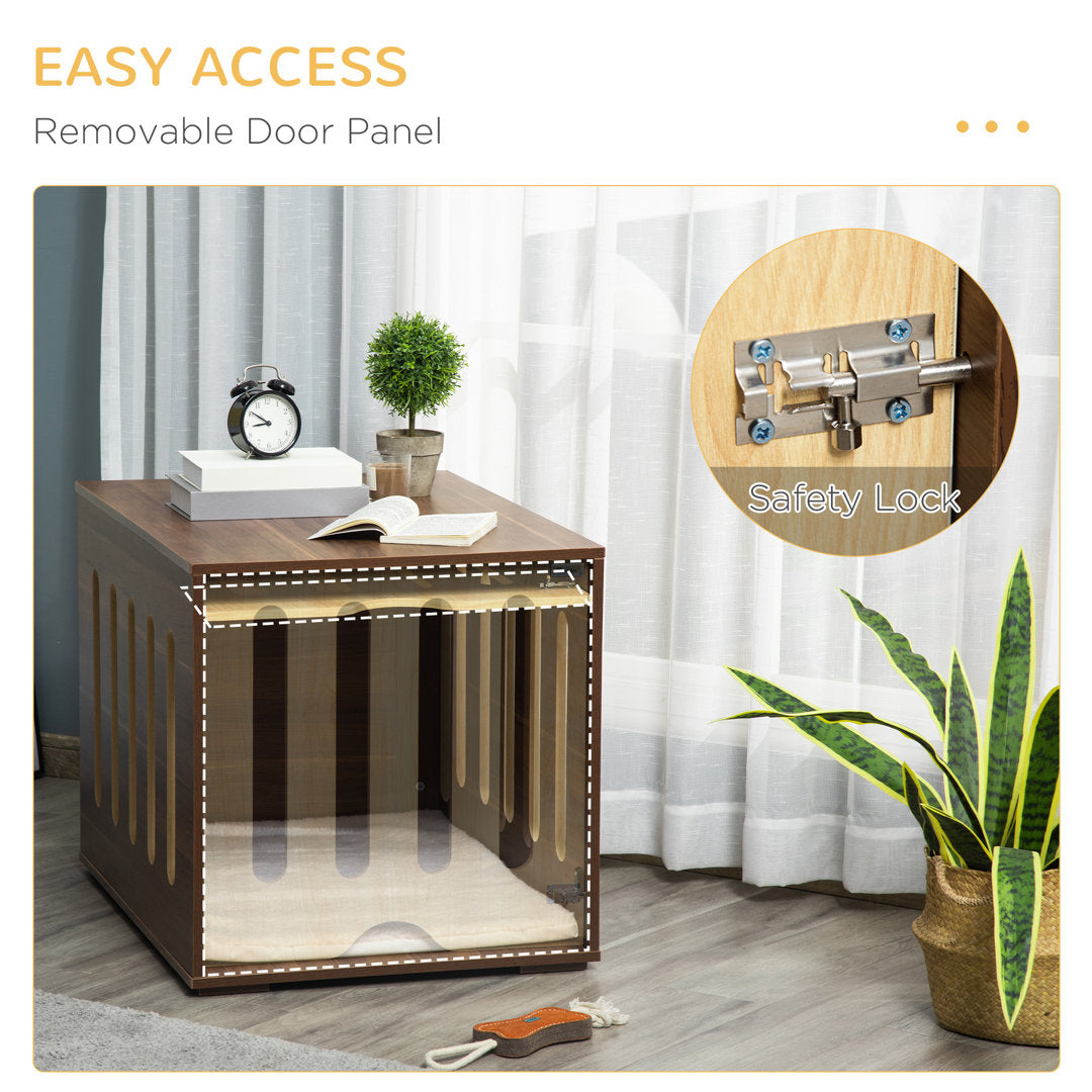 Monique Furniture Style Dog Crate End Table Decorative Puppy House With Soft Cushion, Side Holes, Removable Door Panel, Safety Lock, Indoor Use, For Small & Medium Dogs, Brown Archie & Oscar™